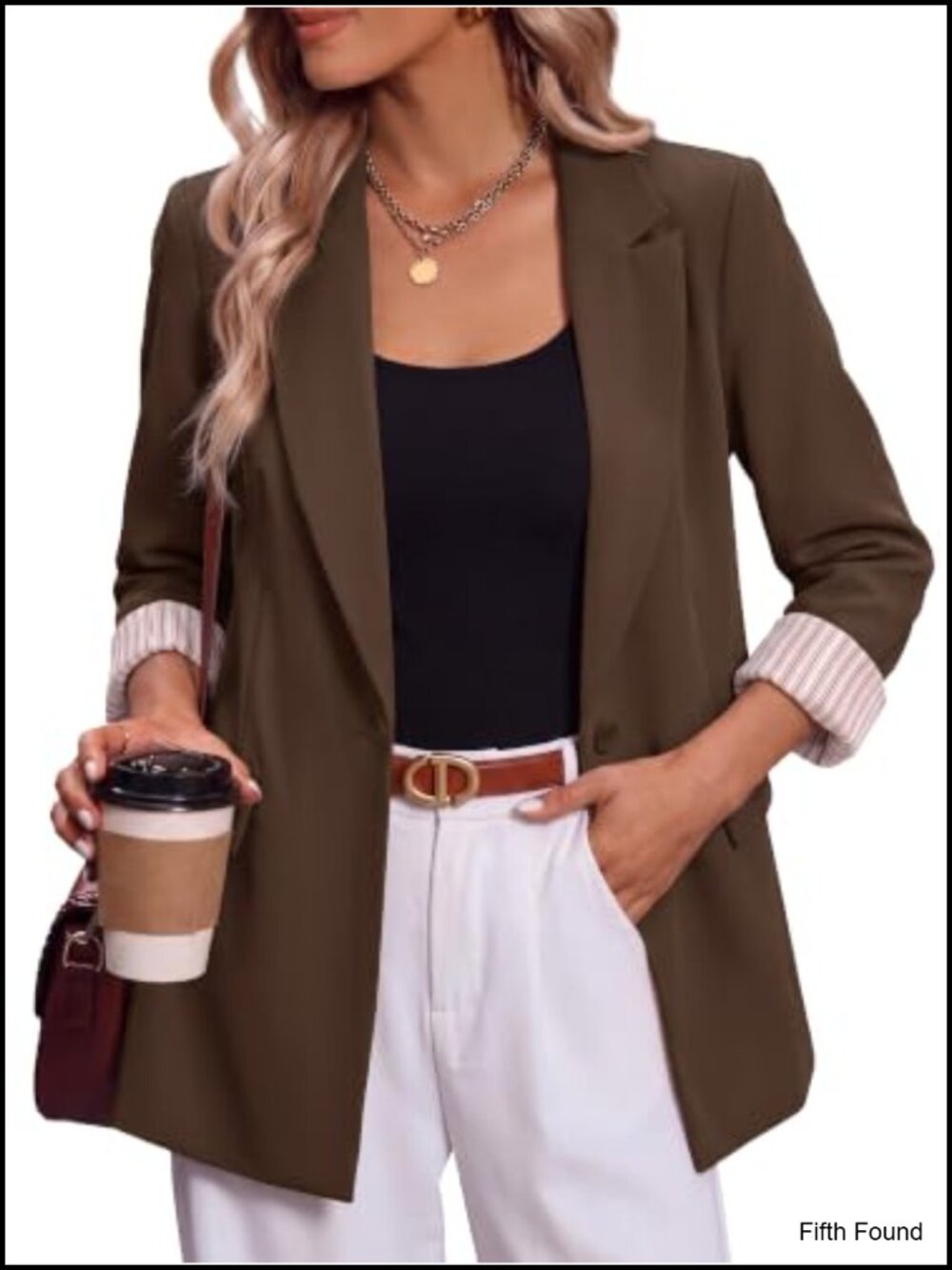 Women's Lightweight Polyester Blazer Business Casual One Button Notch Lapel